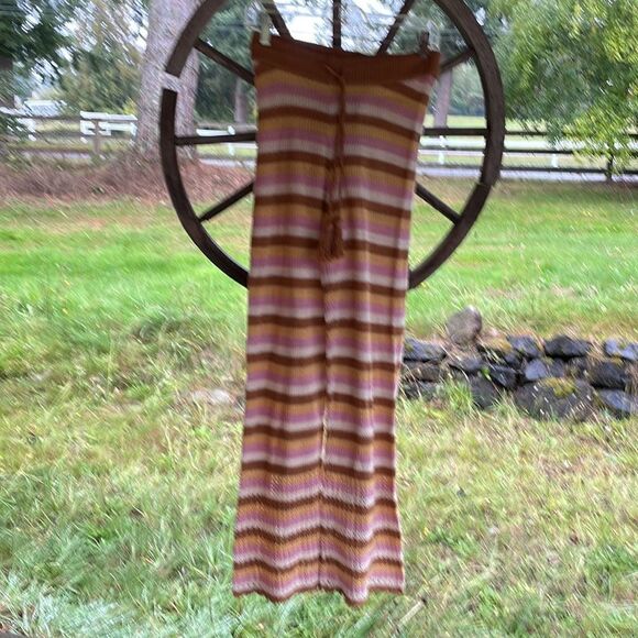 NWT L* Space Turn the tide brown and pink and white and yellow knitted pants - Picture 2 of 13